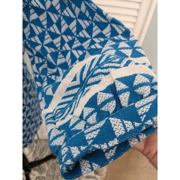 Soft Surroundings Narah Top Women's sz L Geometric Print 3/4 Sleeve Retro V-Neck - Picture 4 of 10
